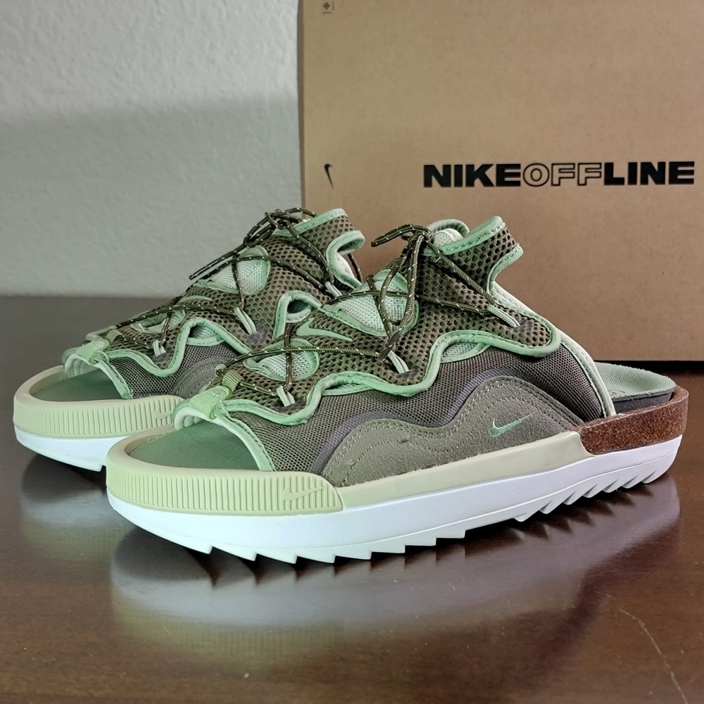 Nike Offline 2.0 Sandals Shoes Olive Green White Tan  Used once With Box